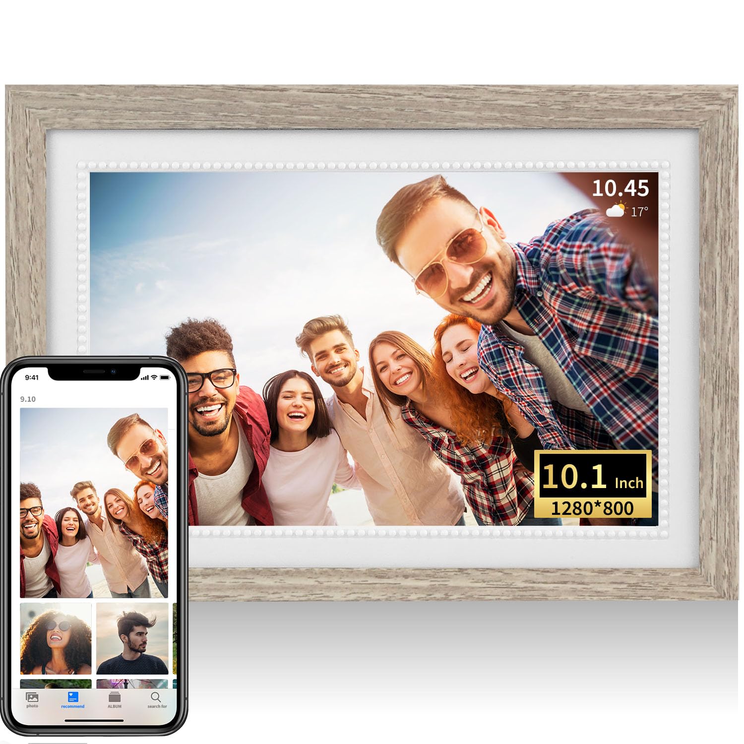 Showscren Digital Picture Frame 10.1 Inch Smart Digital Photo Frame With 32 Gb, Auto Rotate Hd Ips Touch Wifi Digital Frame Comp